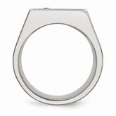 Sophia Jewelers Polished Stainless Steel CZ Signet Men's Ring